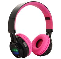 Wireless Bluetooth Headphones, Configear Stereo Surround On-ear Headphone with LED Lights, Headset Support Microphone and USB Charging, Foldable Portable Headsets,3.5MM AUX Cable for Cellphones,Laptop(Pink)