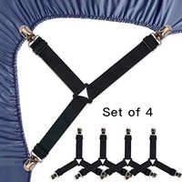 Roomir 4PCS Bed Sheet Fasteners, Adjustable Triangular Bed Sheet Holder Straps for Corners, with Sheet Clips Keeping Sheets in Place, Elastic Grippers Suspenders for Mattress, Sofa, Cushion etc.