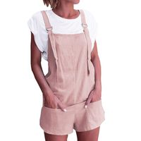 Women Jumpers Shorts Pants Pockets Strappy Romper Working Overalls Trousers Hemlock (M, Pink)
