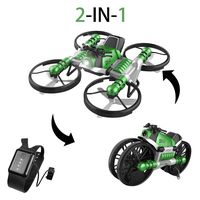 YEIBOBO 2-in-1 Transforming Motorcycle and Quadcopter Drone with Gravity Sensor Watch Control (Green)
