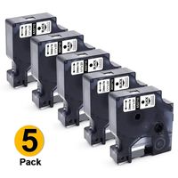 Airmall 5 Pack Compatible D1 Label Tape Black on Clear 53710 S0720920, 24mm, to use with DYMO LabelManager DYMO LabelManager 500TS, LabelManager 260P, 1 Inch x 23 Feet (24mm x 7m)