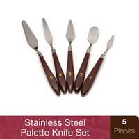 Studio 71 5-Piece Painting Knife Set - Versatile Stainless Steel and Wood Palette Paint Knife Set for Mixing Paints, Thick Paint Applications and More