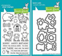 Lawn Fawn Hay There Clear Stamp and Coordinating Die Set - 2 Piece Bundle (LF1595 and LF1596)