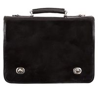 Italian Leather Briefcase Laptop 16" Large Double Compartment Messenger Bag