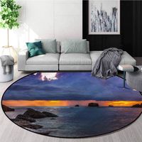 RUGSMAT Beach Area Rugs Traditional Design,Tropic Seashore Sunset Pattern Floor Seat Pad Home Decorative Indoor Round-59