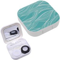 Portable Contact Lens Case Box Travel Kit Mirror + Bottle + Tweezers Container Holder [ Waves ]