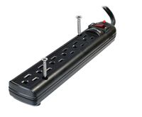 Weltron 6 Outlet Black Surge Protector Power Strip, Wall Mount, 750 Joules, Long 15 Foot Cord Cable (Renewed)