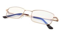 Flexible Bridge Blue Light Filter Glasses for Women Men Reading Computer TV Screen (Gold, 3.00)