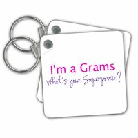 Im a Grams Whats your Superpower hot pink grandma gift- Key Chains, 2.25 x 2.25 inches, set of 2 (kc_193727_1)