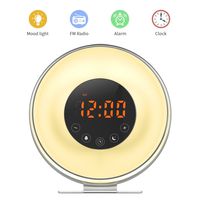Wake Up Light, SunbaYouth Sunrise Alarm Clock Radio with 7 Color Night Light, 6 Nature Sounds, FM Radio and Touch Control for Be