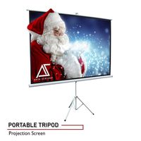 Akia Screens 100" Portable Indoor Outdoor 4:3 Tripod Projector Screen 8K / 4K Ultra HD 3D Ready Pull Up Collapsible Projection Screen with Adjustable Tripod Stand Foldable Projector Screen AK-T100SB1