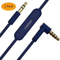 2 Packs Alitutumao Upgrated Replacement Cable with Inline Microphone Control Talk for Beats by Dr Dre Solo 2.0 Solo/Studio/Pro/Detox/Wireless/Mixr/Executive/Pill Headphones Blue