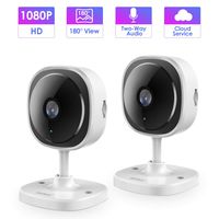 IP Camera,Wandwoo 1080P Wireless Camera with Night Vision,Two-Way Audio,180° Fisheye Panoramic Security Camera Support Motion Dection,Cloud Service,for Home/Baby/Elderly/Pet Monitor,2 Pack,(White)