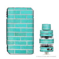 IT'S A SKIN Decal Vinyl Wrap for VooPoo Drag Mini & UForce T2 Tank Vape Sticker Sleeve Cover/Teal Baby Blue Brick Wall