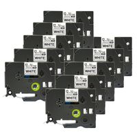 10 Pack P-Touch TZ231 TZe231 TZe-231 Compatible Standard Laminated Label Tape, 0.47" x 26.2ft (12mm x 8m) Black on White