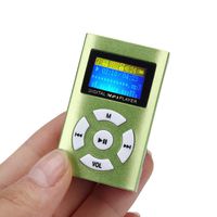 Mini MP3 Player USB 2.0 FM Radio LCD Screen Support for 32GB Micro SD TF Card by GOTD - Metal Case Green
