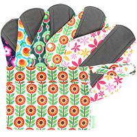 Wegreeco Bamboo Reusable Sanitary Pads - Cloth Sanitary Pads | Bladder Support & Incontinence Pads | Reusable Menstrual Pads - Pack of 5 (Large,Flower)