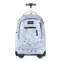JanSport Driver Rolling 15" Laptop Backpack - Wheeled Book Bag | Blue Sketch Floral Print