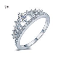 Hemlock Lady Jewelry Ring, Women Girl's Simple Pretty Crown Crystal Ring Princess Fingers Rings (Silver -7)