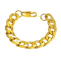 Gold Bracelets 18K Plated Men Women Street Jewelry Gifts Stainless Steel Stacking Layering Curb Chain Cuban Link Biker Bracelet