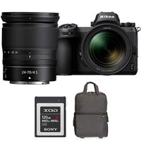 Nikon Z6 24.5MP FX-Format 4K Mirrorless Camera with NIKKOR Z 24-70mm f/4 S Lens Bundle with Sony 120GB Memory Card, Photo and Video Backpack for Mirrorless and DSLR Cameras and Drones