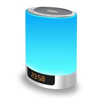 Night Lights Bluetooth Speaker, Alarm Clock with Touch Control LED Lamp Bedside Lamp Color Changing Wireless Speaker USB AUX MP3 Music Player Best Gift for Kids,Party,Bedroom,Outdoor