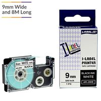 UBICON Black On White Label Tapes Compatible for CASIO KL EZ- Label Printers; Single Pack; 9 mm (3/8 inch) Wide and 8 Meters (26.2 feet) Long;