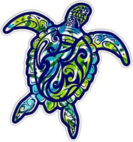 Sea Turtle V3 Car Truck Window Laptop Vinyl Decal Sticker (Key Lime)