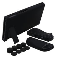 YoRHa Hand Grip Silicone Cover Skin Case x 3 for Switch/NS/NX Joy-Con Controller and Tablet (Black) with Joy-Con Thumb Grips x 8