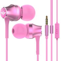 Aiwoxing in-Ear Headphones Earbuds Wired Sweatproof Sport Workout Running Headphones Noise Isolating Music Over Ear Earbuds with Mic for Jogging Gym Exercise Earphones Phone Ear Buds Kids Headset Pink