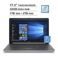 2019 HP Pavilion Newest 17 17.3 Inch HD+ SVA Touchscreen Laptop (Intel Quad Core i7-8565U up to 4.6 GHz, 32GB RAM, 1TB SSD + 2TB HDD, Intel UHD Graphics 620, DVD, Bluetooth, WiFi, HDMI, Windows 10)