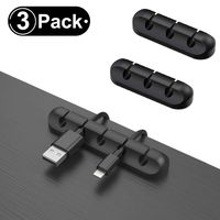 3-Pack Cable Clips,Cord Organizer,Wire Cord Holder for USB Charging Cable,Mouse Cable,Power Cord,Silicone Cable Holder Clips Fit Home,Office,Cubicle,Car,Desk Accessories
