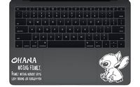 Trackpad Stitch Ohana Means Family Experiment 626 Lilo & Stitch Macbook Laptop Vinyl Decal Sticker (3.65 inch, White)