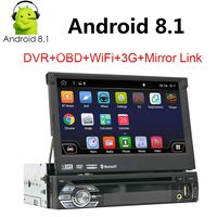 Android 8.1 GPS Navigation for Car Single 1Din in-Dash Car Stereo Audio Video Receiver System Head Unit 7 Inch Capacitive Flip Out Touch Screen Mirror Link Bluetooth WiFi USB/SD/AM/FM/MP5 Car Radio