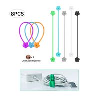 Cable Straps Magnetic Twist Ties for Cords - 8 PCS Silicone Cable Ties Reusable for Phone Cord Organizer, 7.48 Inch Adjustable Cord Ties Keeper Holder for Cable Management, 8 Colors
