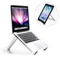 Laptop Stand Adjustable Portable Tablet Smartphone Holder - Multifunction Folding Bracket, Fits Notebooks from 10" - 17" and All Tablets, Smartphone(Enhanced, White)