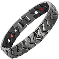 Cuff Bracelet Men's Titanium Steel Magnetic Bracelet for Arthritis Pain Relief Heart-Shaped Men's Negative Ion Balance Bracelet,Black