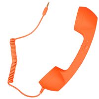 Retro Handset Old School Style Adjustable Tone Phone Telephone Receiver Microphone Earphone 3.5mm Socket for iOS Android Smartphones Mobile Cell Phones (Orange)