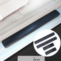 4Pcs 4D Carbon Fiber Car Accessories Door Sill Scuff Protector Stickers & Tool Black