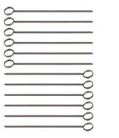 Great Credentials 8-Inch Long Stainless Steel Skewers, Barbecue Skewers, BBQ Skewers, Shish Kebab Kabob Skewers, Ring-Tip Handle, 1-Dozen