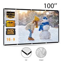 Womdee Portable Indoor Outdoor Projector Screen, 100 Inch Projection Screen 16:9 HD Foldable Anti-Crease Portable Projector Movies Screen for Home Theater Outdoor Indoor