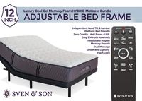 Sven & Son Queen Adjustable Bed Base Frame (Individual Head Tilt & Lumbar) + 12" Cool Gel Memory Foam Mattress and Adjustable Bed (Queen)