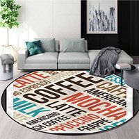 RUGSMAT Coffee Machine Washable Round Bath Mat,Cappuccino Mocha Espresso Floor Mat Home Decor Diameter-24