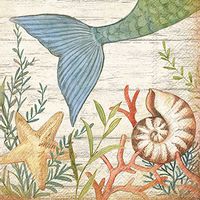 Celebrate the Home Beach-Themed 3-Ply Paper Cocktail Napkins, Seas The Day, 20-Count