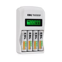 EBL Rechargeable AA Batteries 2300mAh (4 Counts) and LCD Individual Ni-MH Ni-CD AA AAA Battery Charger Rechargeable