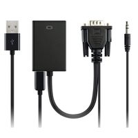 Fivetech VGA Male To HDMI Output 1080P HD+ Audio TV AV HDTV Video Cable Converter Adapter for PC Computer, Notebook, DVD Player,Mac Book, ETC