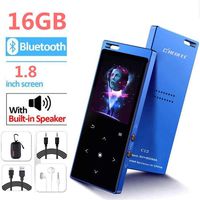 DeeFec Bluetooth4.2 MP3 Player 16GB Built in Loud Speaker Touch Button, Portable Lossless Music Players 1.8TFT Screen with FM, Expandable SD Card up to 128GB (Blue)