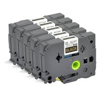 Label Orison 5PK Compatible with Brother P-Touch Label Tape TZe-334 TZ334 TZe334 1/2"(0.47") Gold on Black Tze Standard Laminated Tapes Cassette Refills,0.47 inch x 26.2Feet(12mm x8m)