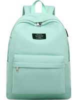 El-fmly Cute School Bookbag for 15.6 Inch Laptop Lightweight Backpack with USB Charging Port Travel Rucksack for Girl Boy Women Men Light Green