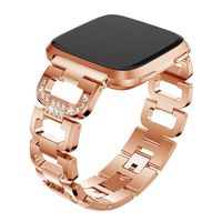 Fitbit Versa Metal Band Rose Gold Accessories Bracelet Small Large, Stainless Steel Replacement Band with Folding Clasp Strap for Fitbit Versa Smart Watch Bands Wristband Women Men (b-rose gold)